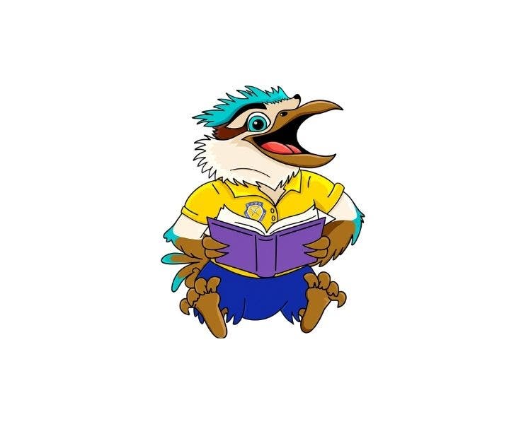 School mascot reading book